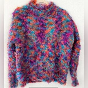 EXPRESS vintage hand knit mohair boucle colorful sweater